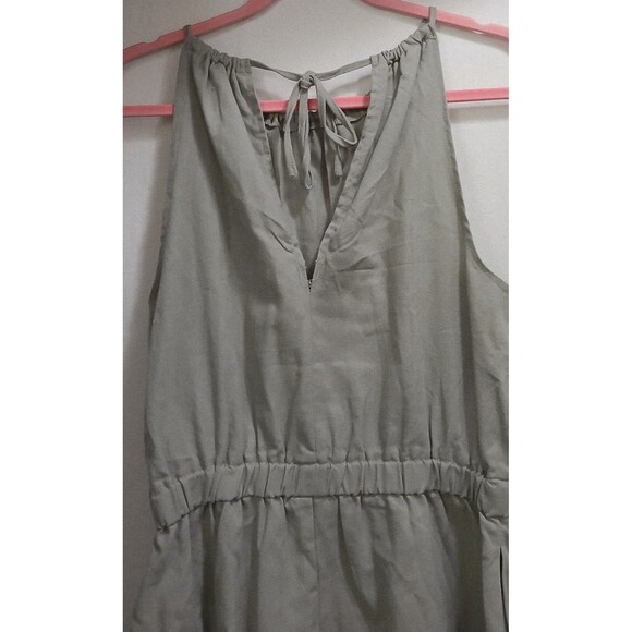 CI SONO Romper Linen Blend Halter Sleeveless Sage Green Medium Pockets LNC! - Picture 5 of 7